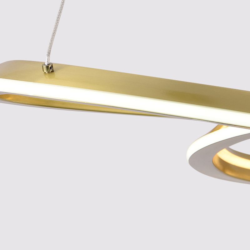 Lampadario in alluminio elettroplato a pendente lineare a LED di lusso moderno con tonalità in silicone