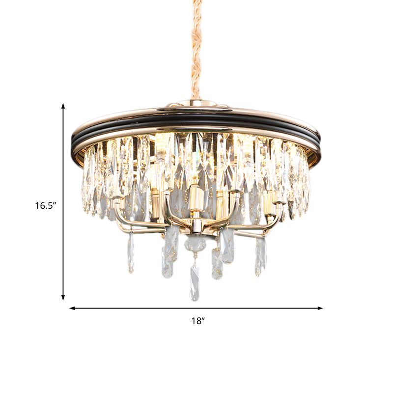 Modern drum plafondlicht kristallen blok 7/9 lichten goud kroonluchter licht, 18 "/21,5" breed