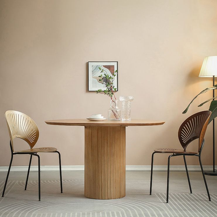 Pine Solid Wood Pedestal Dinette Table Simplicity Dining Table Round for Home