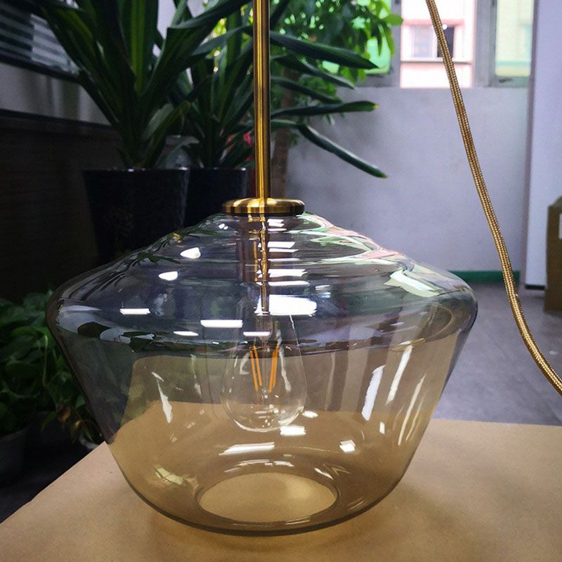 Gold Diamond Shaped Multi-Pendant Postmodern 3 Bulbs Blown Glass Hanging Ceiling Light