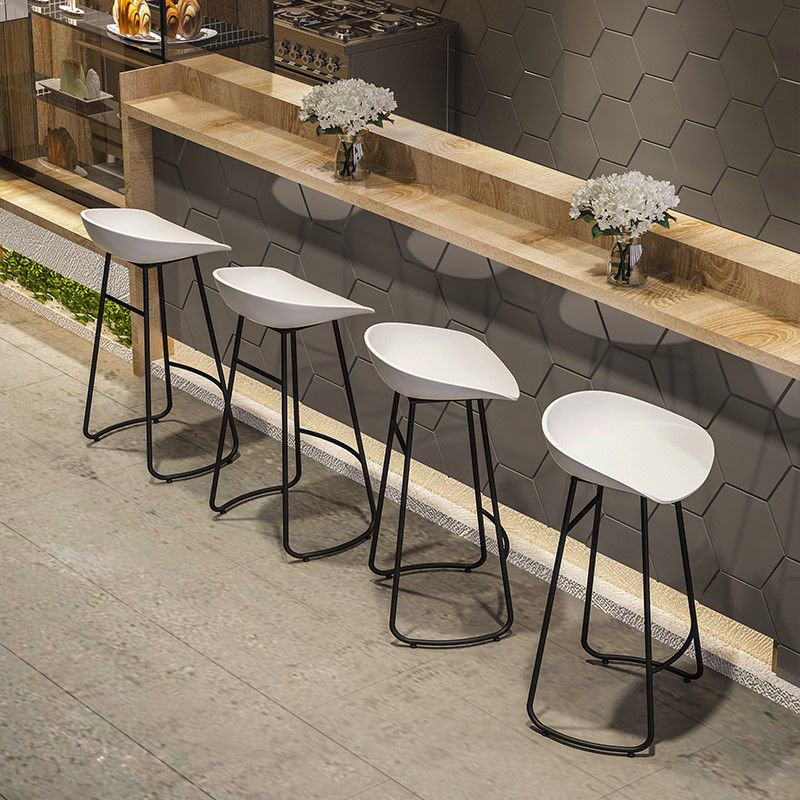 Industrial Armless Backrest Counter Stool Iron Cafe Bar Stool with Acrylic Seat and Pedal