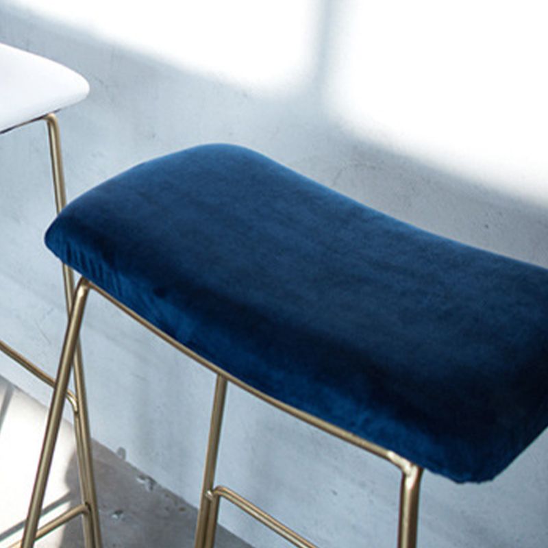 Glam Metal Stool Upholstered Counter Stool in Matte Finish for Indoor