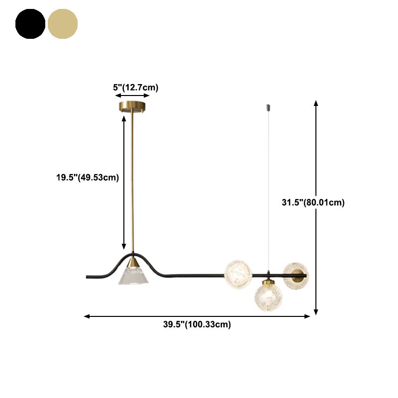 Black/Golden Kitchen Island Lighting Glass Ceiling Light for Living Room