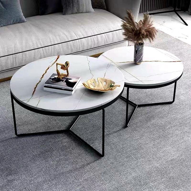 Round Slate Coffee Table Minimalist Coffee Table for Living Room