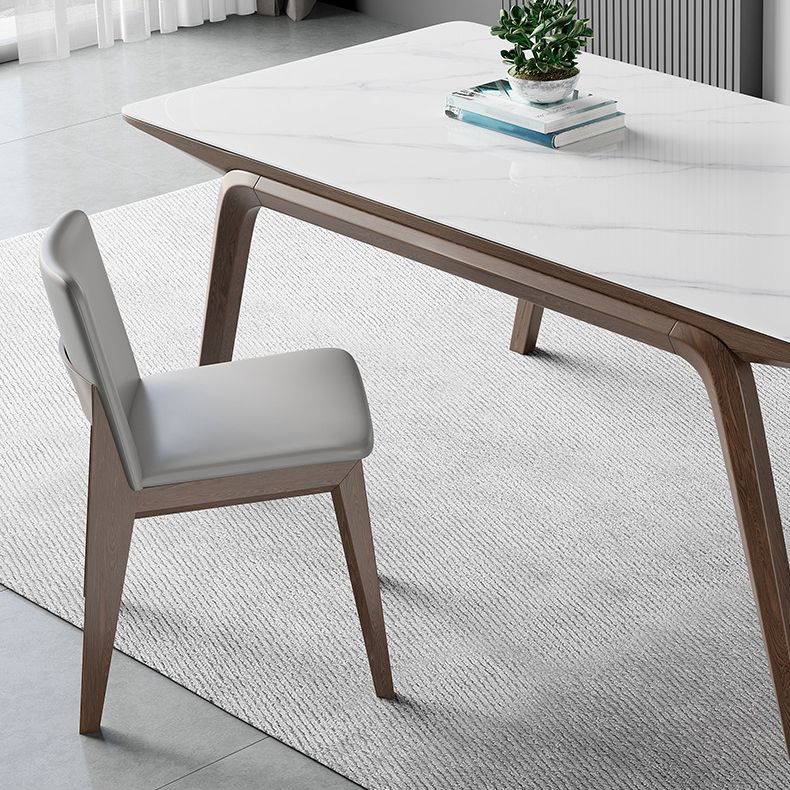 Modern Style Rectangle Table Sintered Stone Table with Wooden Legs for Home Use