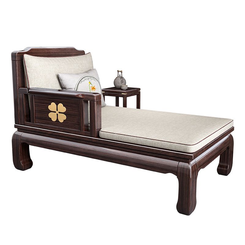 Traditional with Arms Wooden Chaise with Pillow Round Arms for Bedroom Living Room