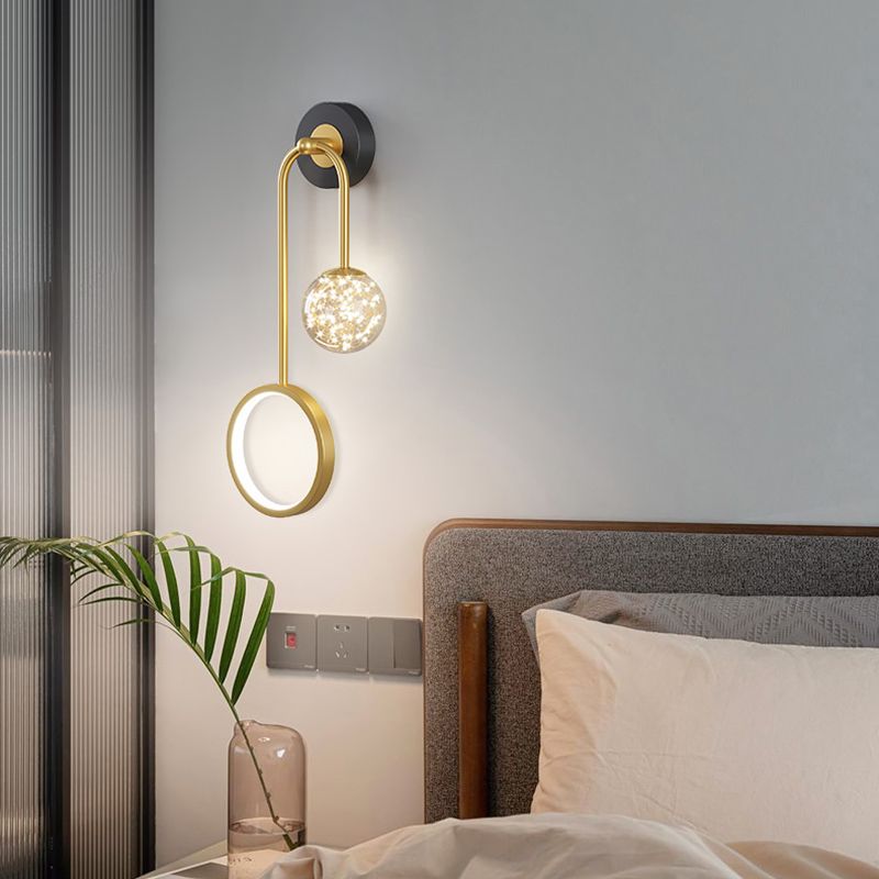 Contemporary Style Metal Wall Light Geometric LED Wall Sconce for Bedroom