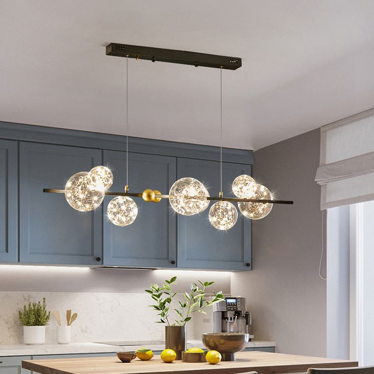 Accesorios de iluminación colgante de 8 cabezas de vidrio de lámpara simple para mesa de comedor
