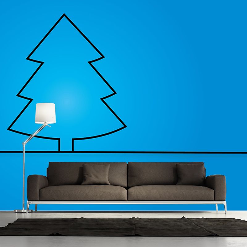 Christmas Tree Mural Contemporary Illustration for Children Room Decoration