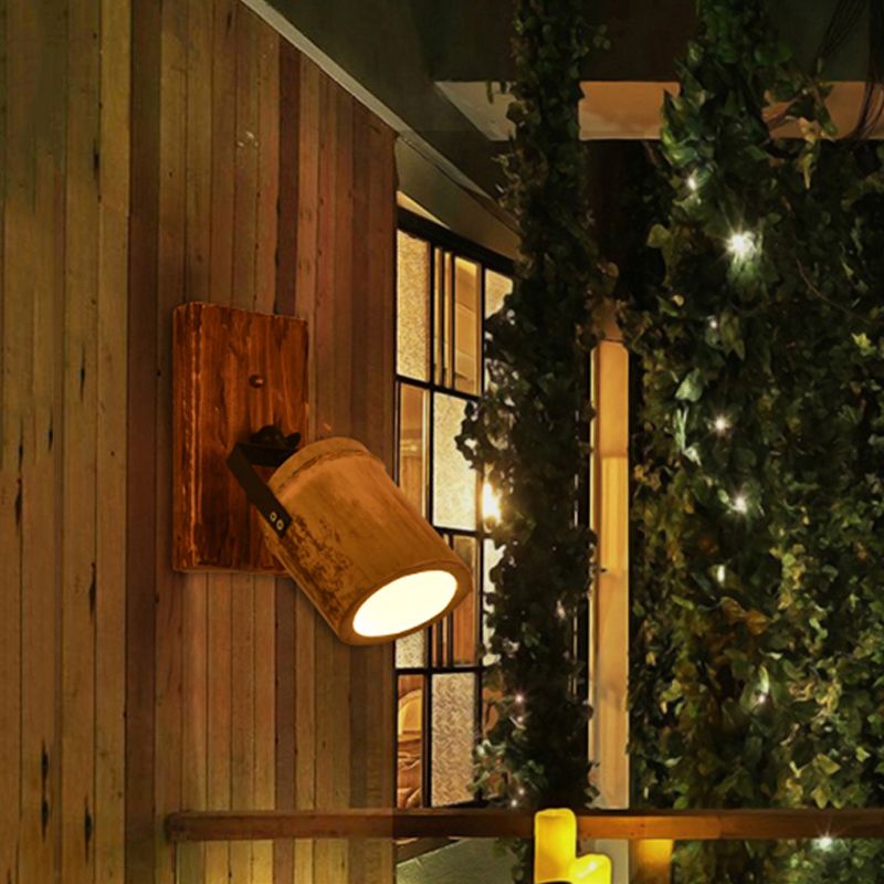 Callindre Vintage Murale Lumière Lumière 2/3 Light Bamboo Lampe murale en marron avec plaque arrière linéaire en bois