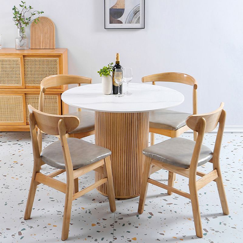 Table de salle à manger en bois massif de pin, table de pub ronde moderne avec pieds au fini naturel