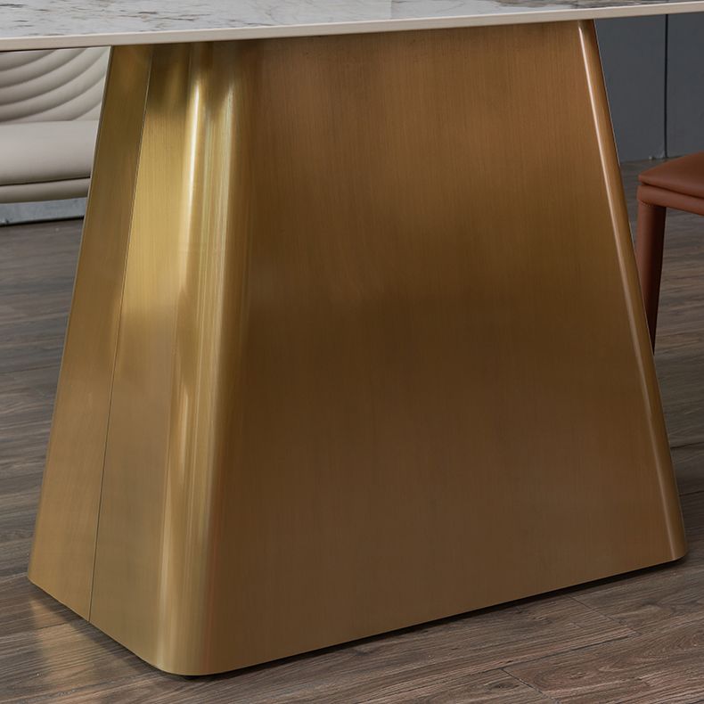 Nordic Glam Style Rectangle Sintered Stone Table Set 1/2/5/7 Pieces Dining Set