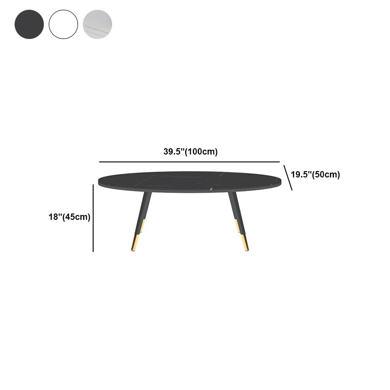 17.71" Tall 4 Legs Oval Coffee Table Stone Top Cocktail Table