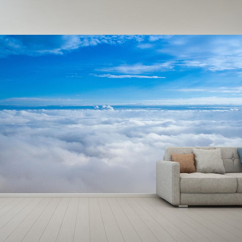 Blue Sky Photography Wallpaper Mural Mildew Resistant Modern Bedroom Wall Art