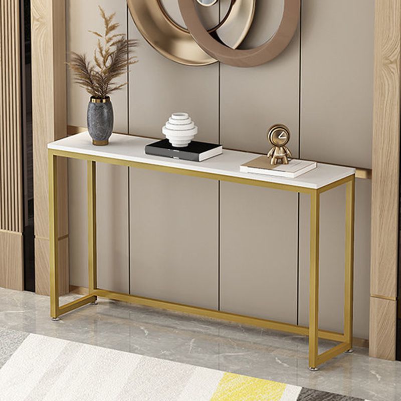 Trestle Legs 41.33" H Table Stone Rectangle Console Accent Table
