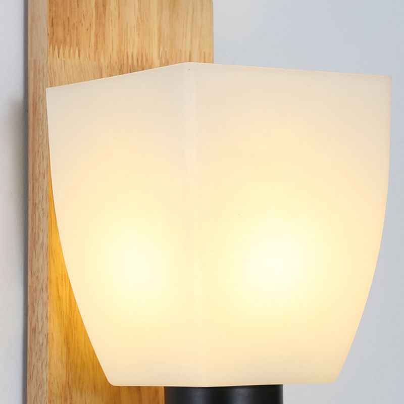 Wood Geometric Wall Light Nordic White 11.5" Wide Wall Sconce for Living Room