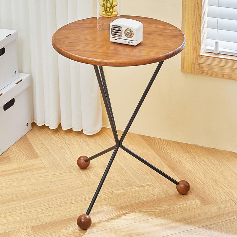 Scandinavian Solid Wood Round End Table Cross Legs Side Table