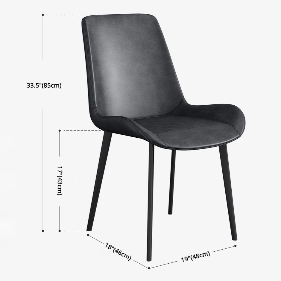 Chaise d'appoint de restaurant scandinave en cuir, chaise de salle à manger Parsons avec pieds en métal