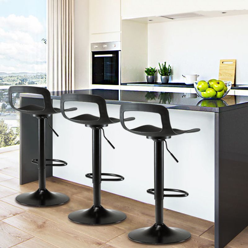 Plastic Low Back Barstools Adjustable Height Bar Stools with Metal Base