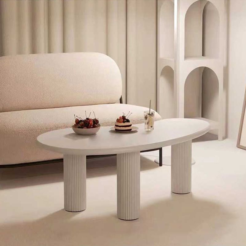 Geometric White Wood Coffee Table 3 Legs Modern Cocktail Table