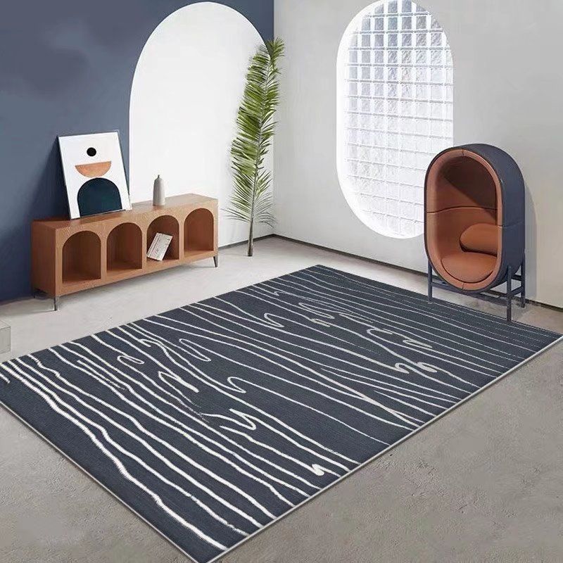 Gray Gorgeous Rug Polyester Line Rug Stain Resistant Indoor Rug for Sitting Room