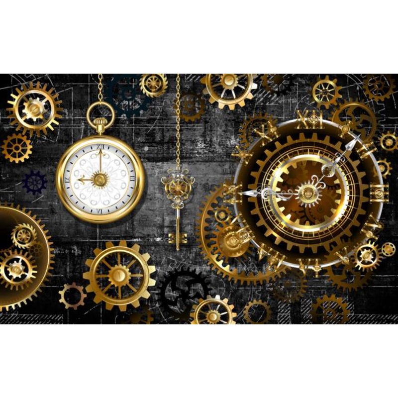 Industrial Metal Look Wallpaper Mural Non-Woven Waterproof Dark Color Wall Art for Room