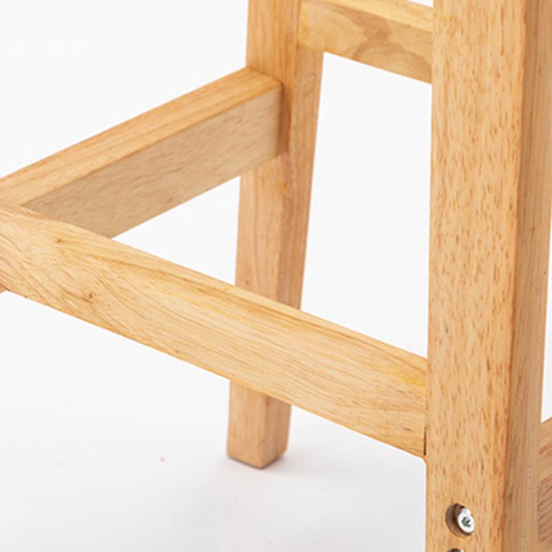 Modern Armless Backrest Counter Stool Rubber Wood Cafe Bar Stool with Seat and Pedal