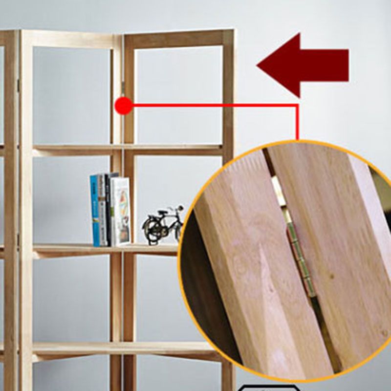 Open Back Folding Bookshelf Wood Contemporary Bookcase for Home