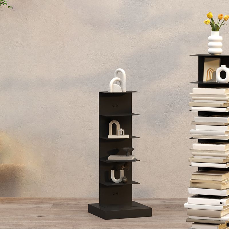Contemporary Metal Bookshelf Black Geometric Shelf Bookcase for Study Room