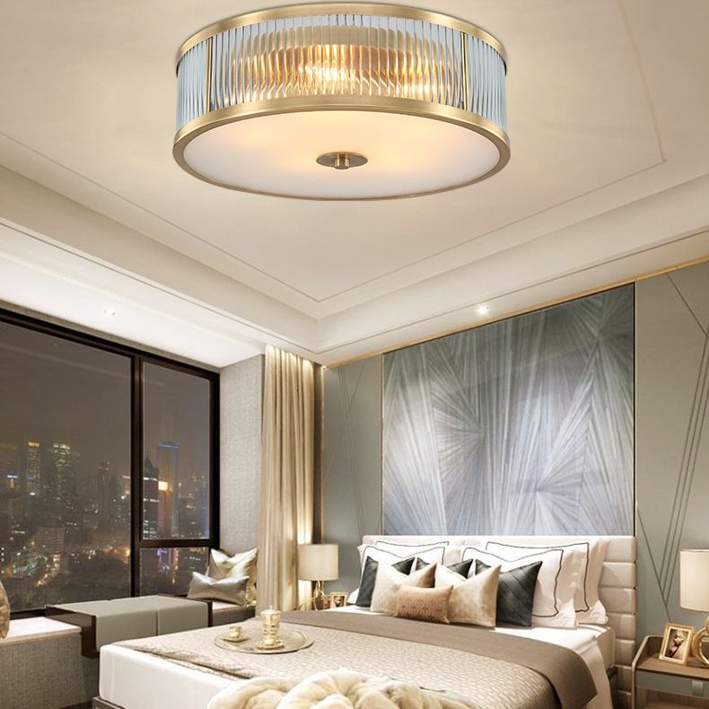 Glass Drum Flush Mount Ceiling Light Fixture Traditional Bedroom Flush Mount Lighting Fixtures