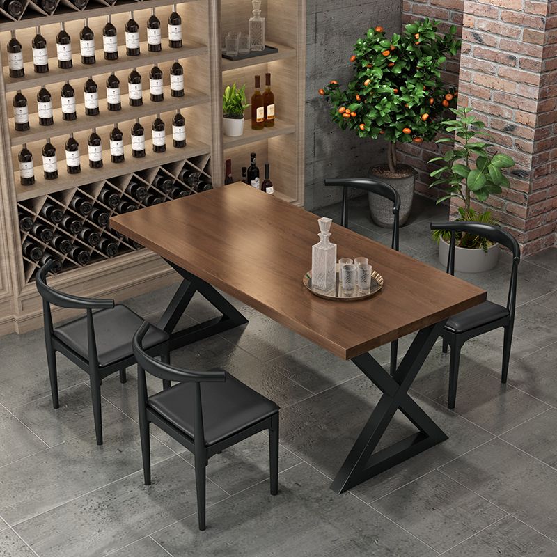 Industrial 1/3/4/5 Pieces Dining Set Rectangle Pine Wood Dining Table for Dining Room