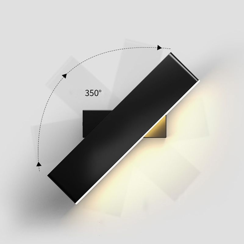 Lampada a parete a LED in ferro laccata in stile moderno rettangolare a parete rotabile per camera da letto