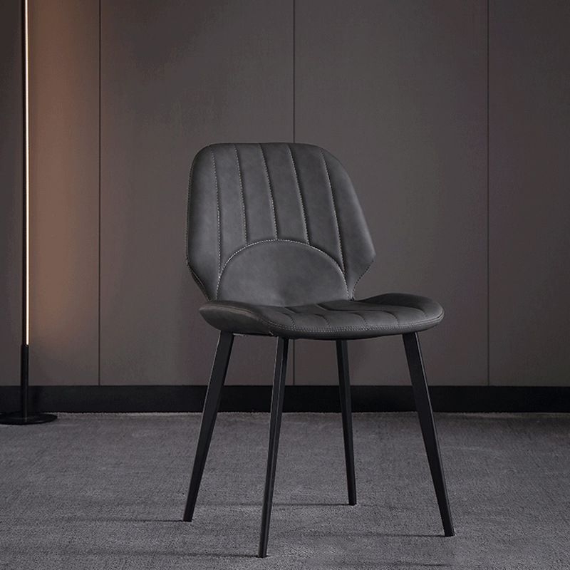 Industrial Dining Side Chair Wingback PU Leather Dining Chair