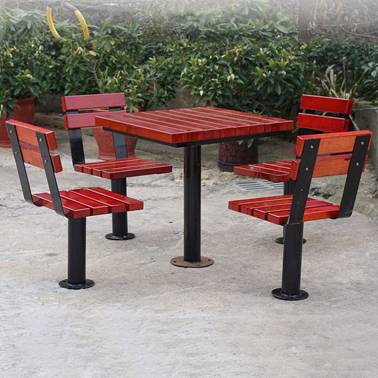 Solid Wood Outdoor Dining Table Industrial Water Resistant Patio Table