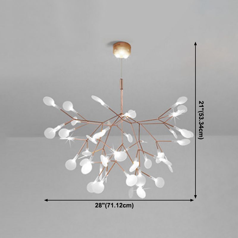 Nordic Style Chandelier Rose Gold Firefly Hanging Lamp with Acrylic Shade for Living Room