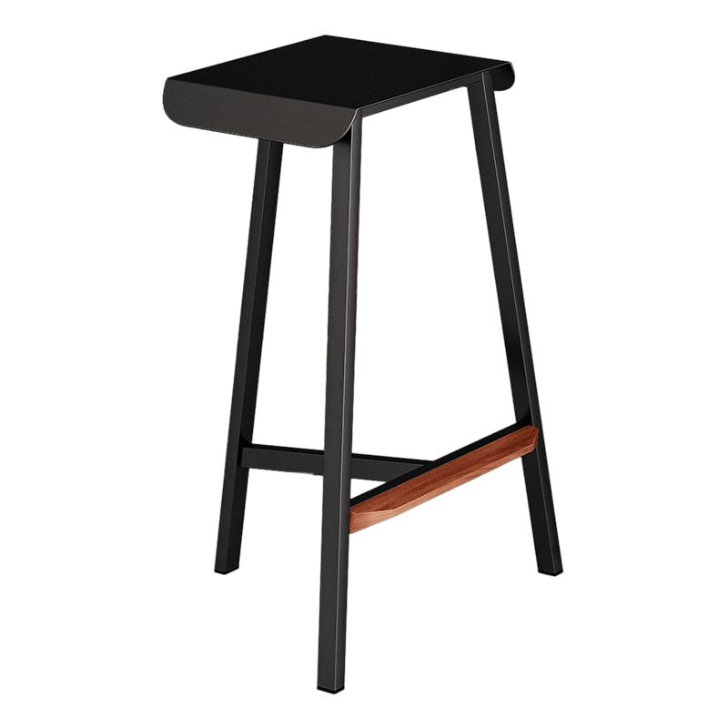 Modern Armless Backless Counter Stool Iron Cafe Bar Stool with Seat and Pedal