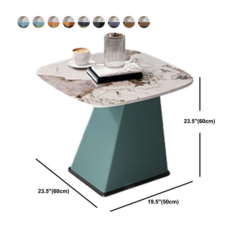 Rectangular Stone End Table Modernism Pedestal Side Table, 23.6" W x 19.7" D x 23.6" H