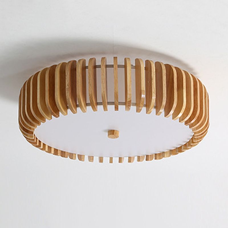Flush Mount Fixture Contemporary Wood 1 Light Flush Light with Shade