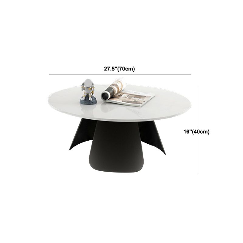 Slate Round Coffee Table Modern Metal Pedestal Cocktail Table