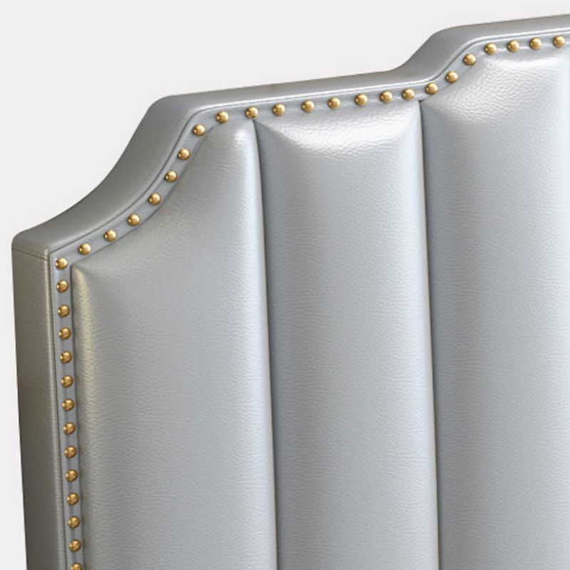 Glam Wood Standard Bed Genuine Leather Bed Frame with Headboard for Bedroom