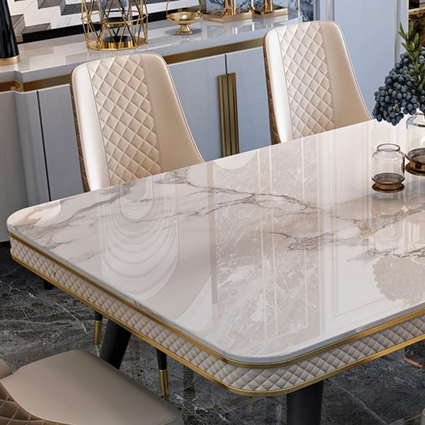 Glam 1/4/5/7 Pieces White Dining Table Set with Sintered Stone Top Rectangle Dinette Set