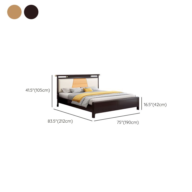 Upholstered Headboard Standard Bed Modern Rubberwood and Sleigh Bed