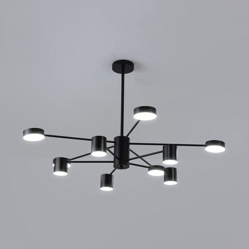 Nordic Metal Chandelier Black Multi Light Hanging Light for Bedroom
