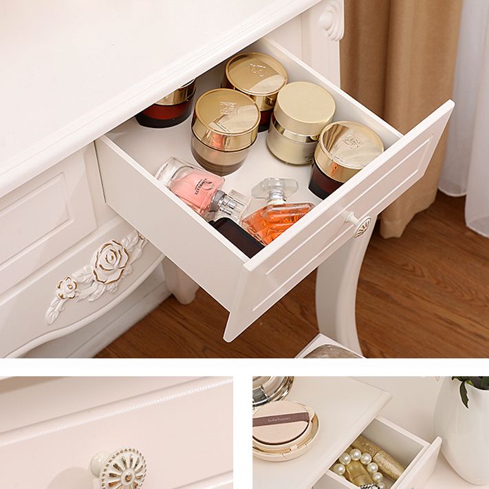 Victorian Bedroom With Drawer Mirror Solid Wood Makeup Vanity Set