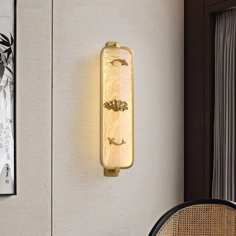 Luce da parete di rame rettangolare contemporanea a parete a 1 luci per camera da letto