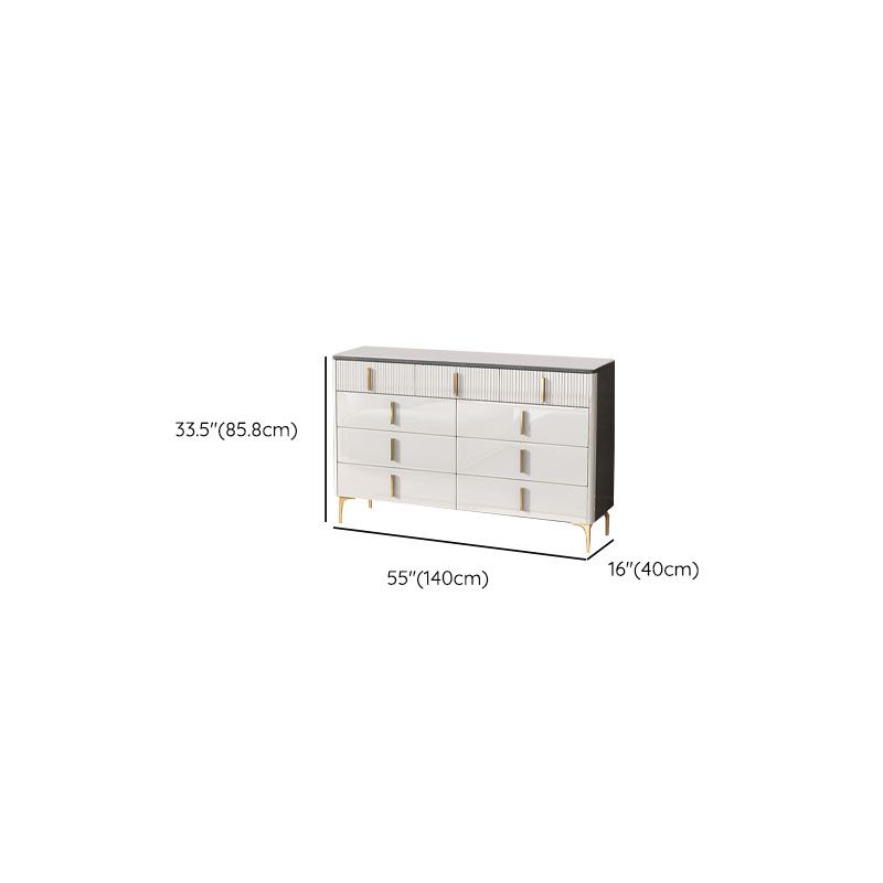 Glam Stone White Storage Chest Bedroom Chest with Metal Legs