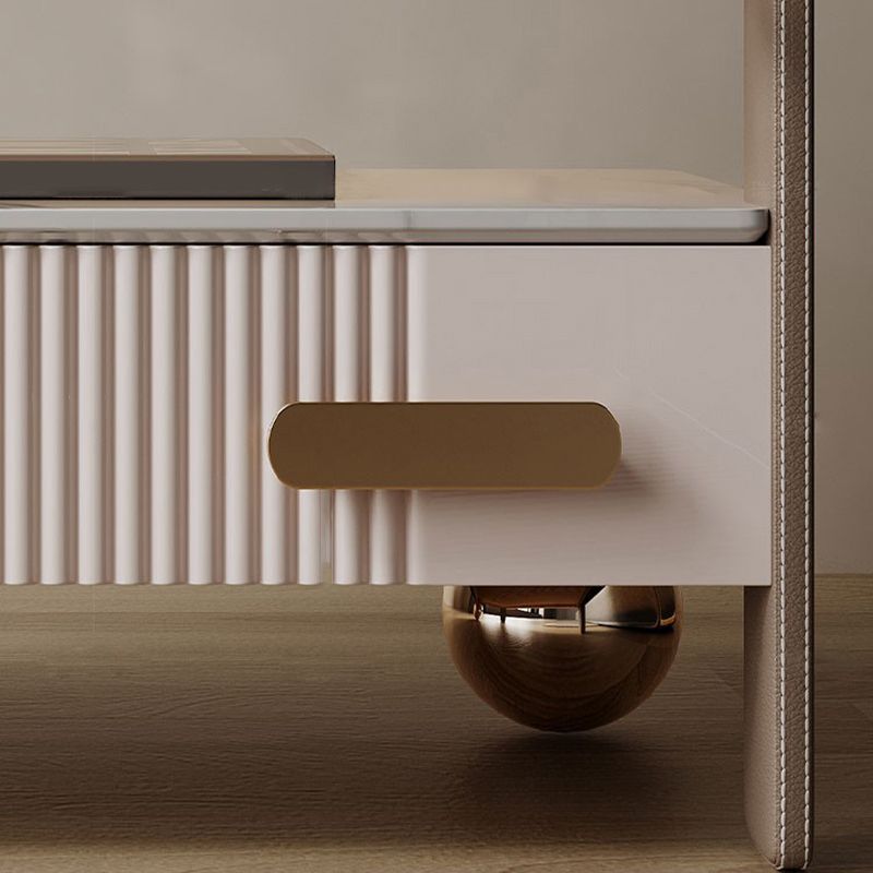 1-Drawer Nightstand 14.6" W Glass Top Open Storage Night Table for Bedroom