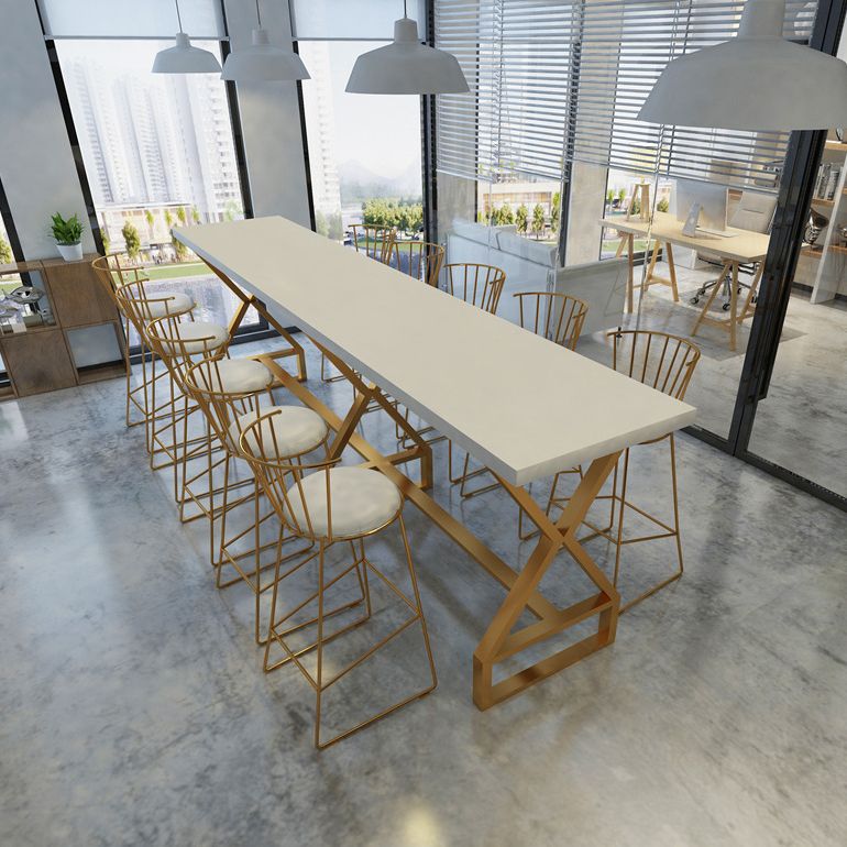 Pine Wood Bar Dining Table Traditional Luxury Rectangle Bar Table with Trestle Base