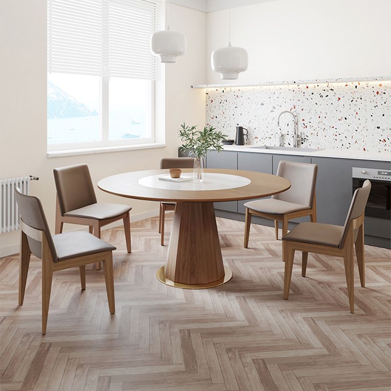 Modern Dining Table Set 1/3/4/5 Pcs Round Solid Wood Dining Table and Chairs