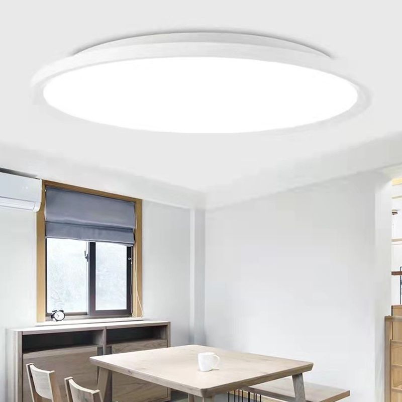 Lámpara de techo LED ultrafina redonda blanca, lámpara de montaje empotrado de aleación de aluminio minimalista contemporánea
